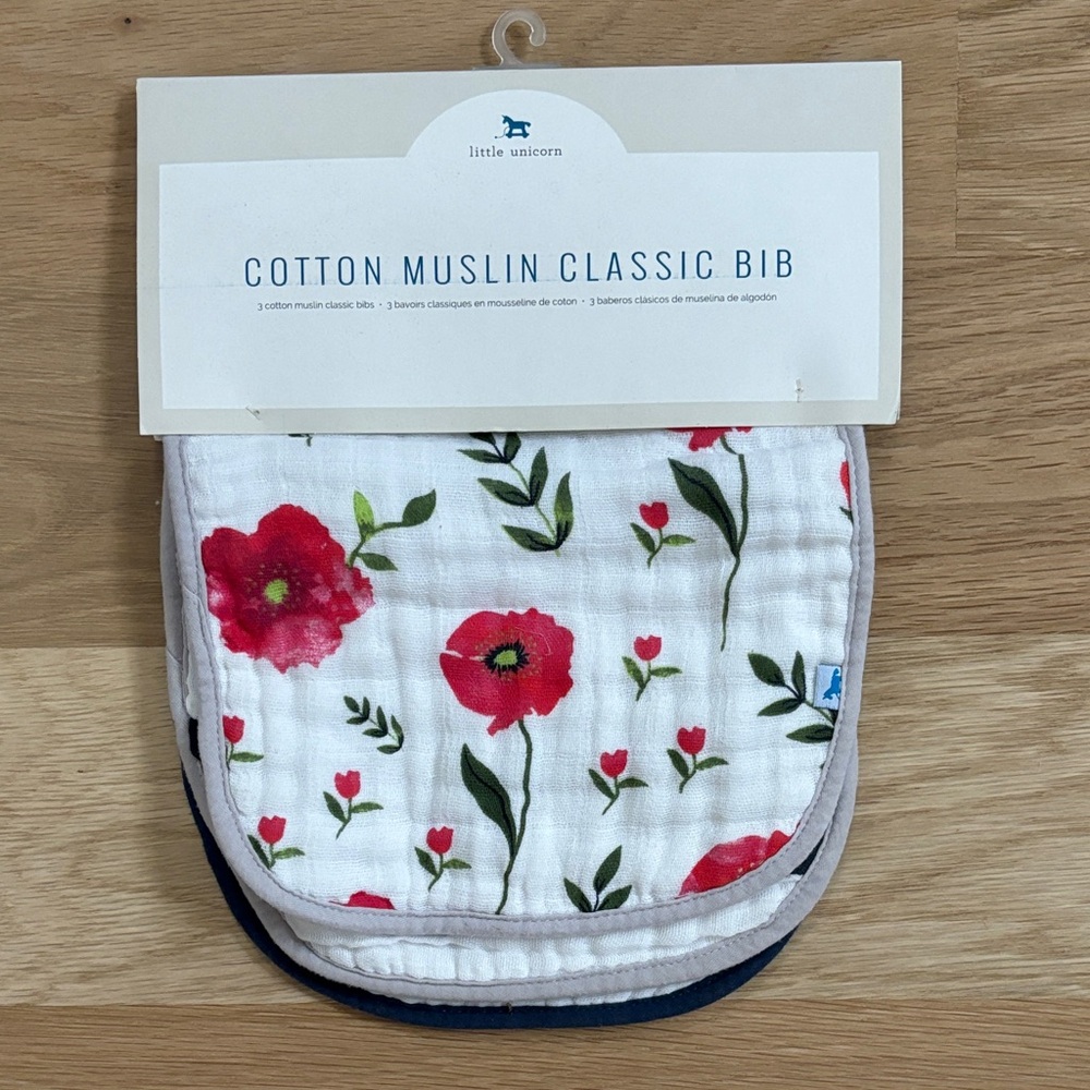 Set of 3 Little Unicorn Cotton Muslin Bibs - NWT